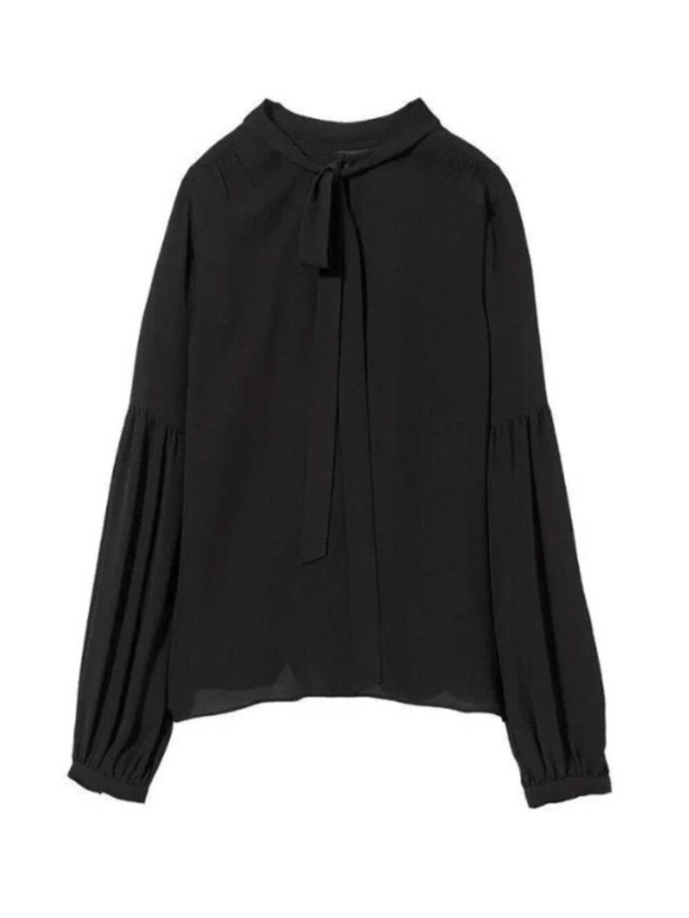 Nili Lotan Abbeline 100% Silk Blouse Long Sleeve Drop Shoulder Black Large